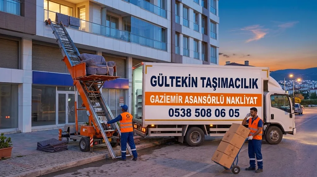 Gaziemir asansörlü evden eve nakliyat Gaziemir asansörlü evden eve nakliyat - dış cephe asansörüyle eşya indirme