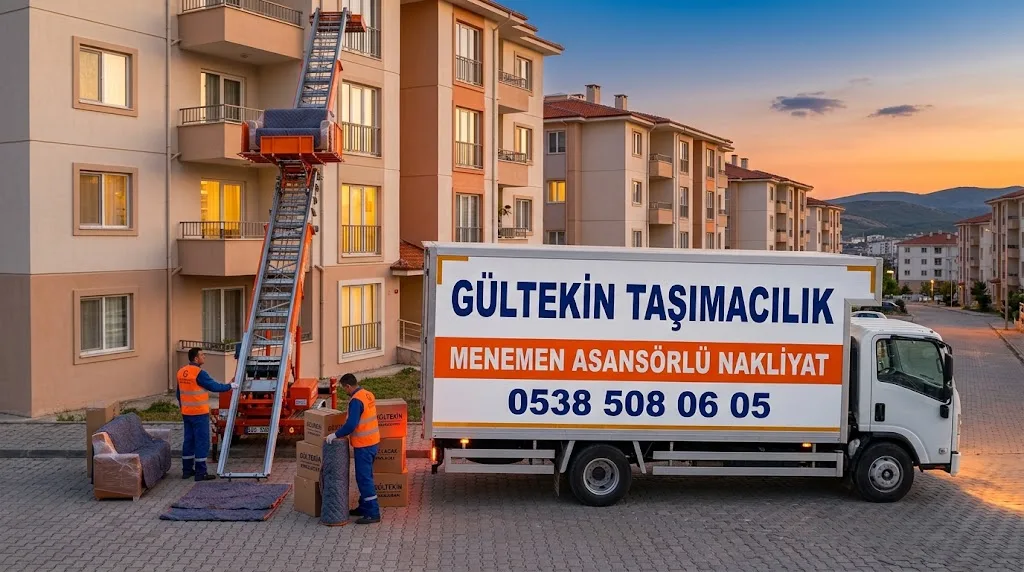 Menemen asansörlü evden eve nakliyat Menemen asansörlü evden eve nakliyat - dış cephe asansörüyle eşya indirme