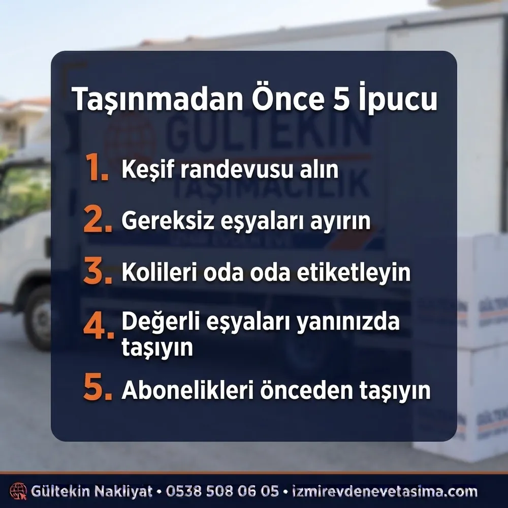 Taşınmadan önce 5 ipucu infografiği